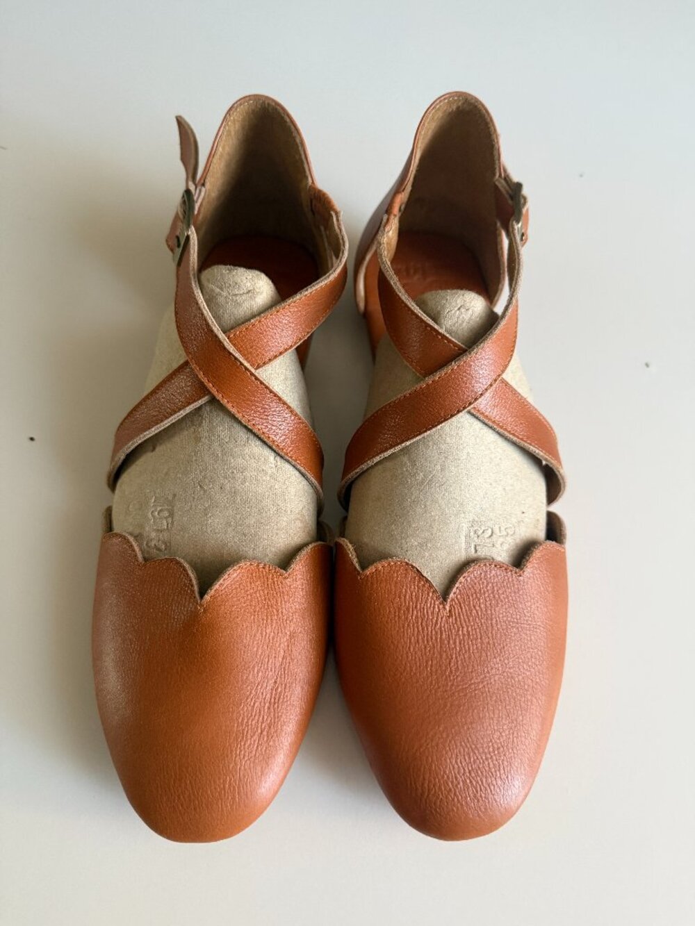 Bali ELF Handmade All Leather Sandals Scalloped Strappy Cognac Womens 10 $218.70